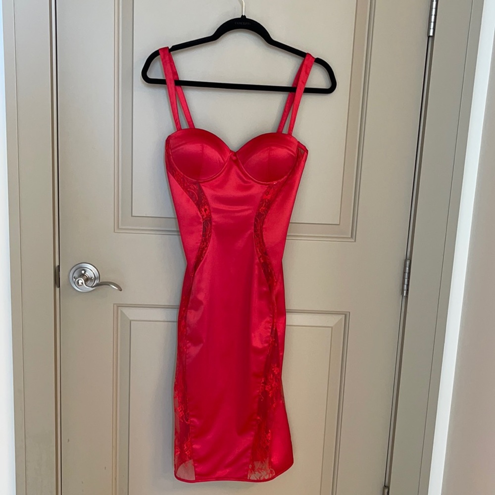 House of CB Red Satin Dress